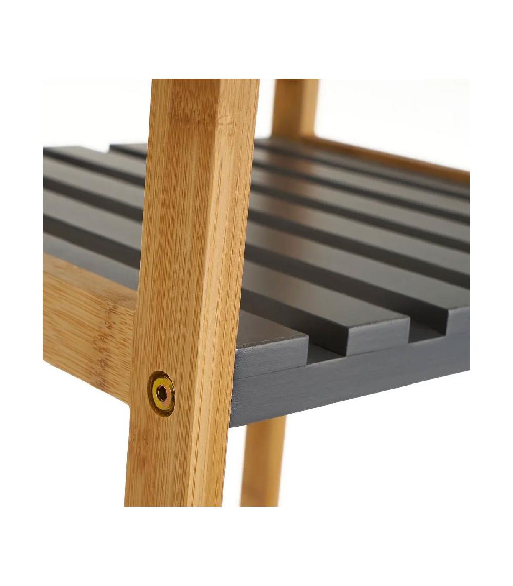 Wadiga Étagère Salle De Bain 5 Plateaux Gris Et Bambou