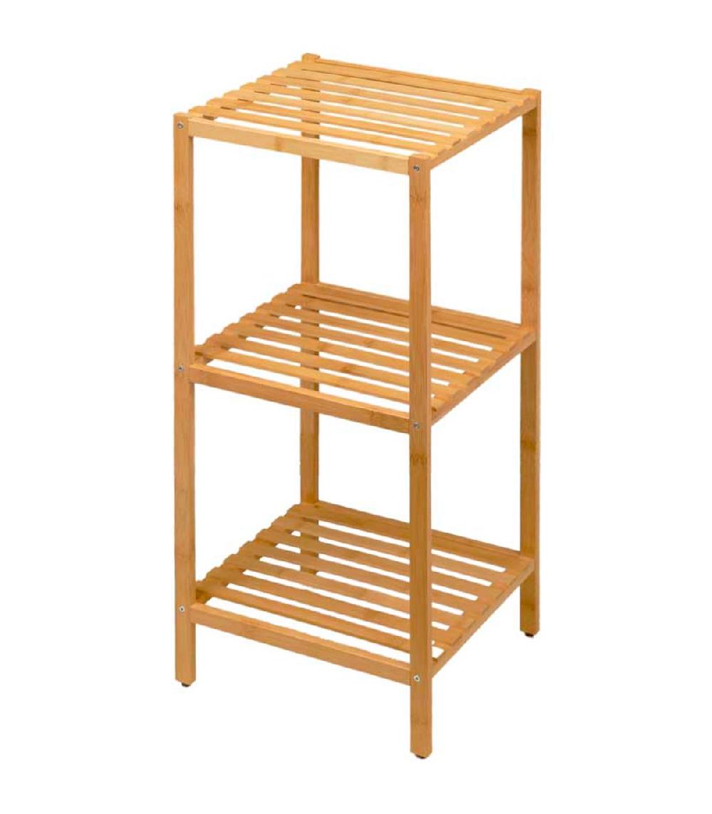 wadiga Étagère salle de bain bambou 3 étages 32x33x77.5cm