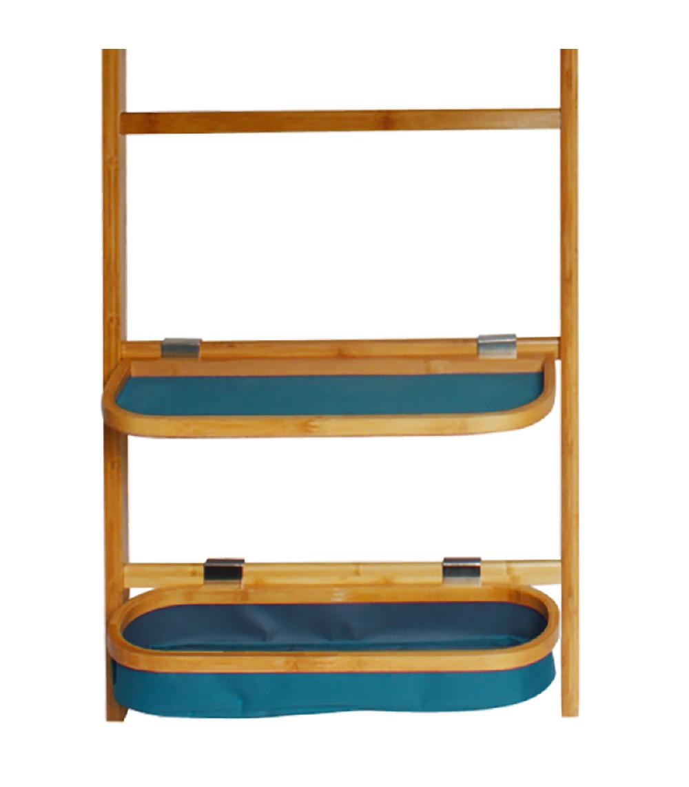 Wadiga Étagère Salle De Bain Bambou Avec Miroir Et Panier 49x175cm