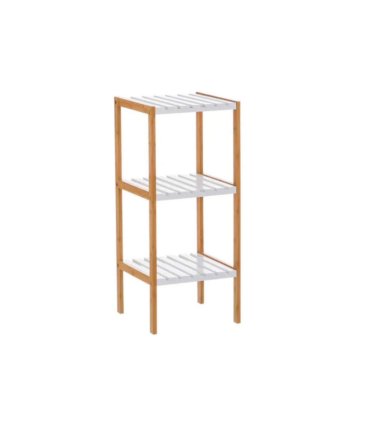 wadiga Étagère salle de bain bambou blanc 3 étages - 34x33x80cm