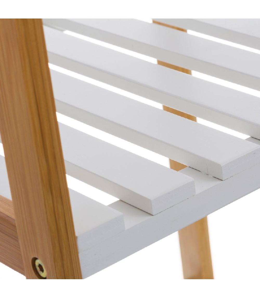 Wadiga Étagère Salle De Bain Bambou Blanc 4 étages - 34x33x110cm