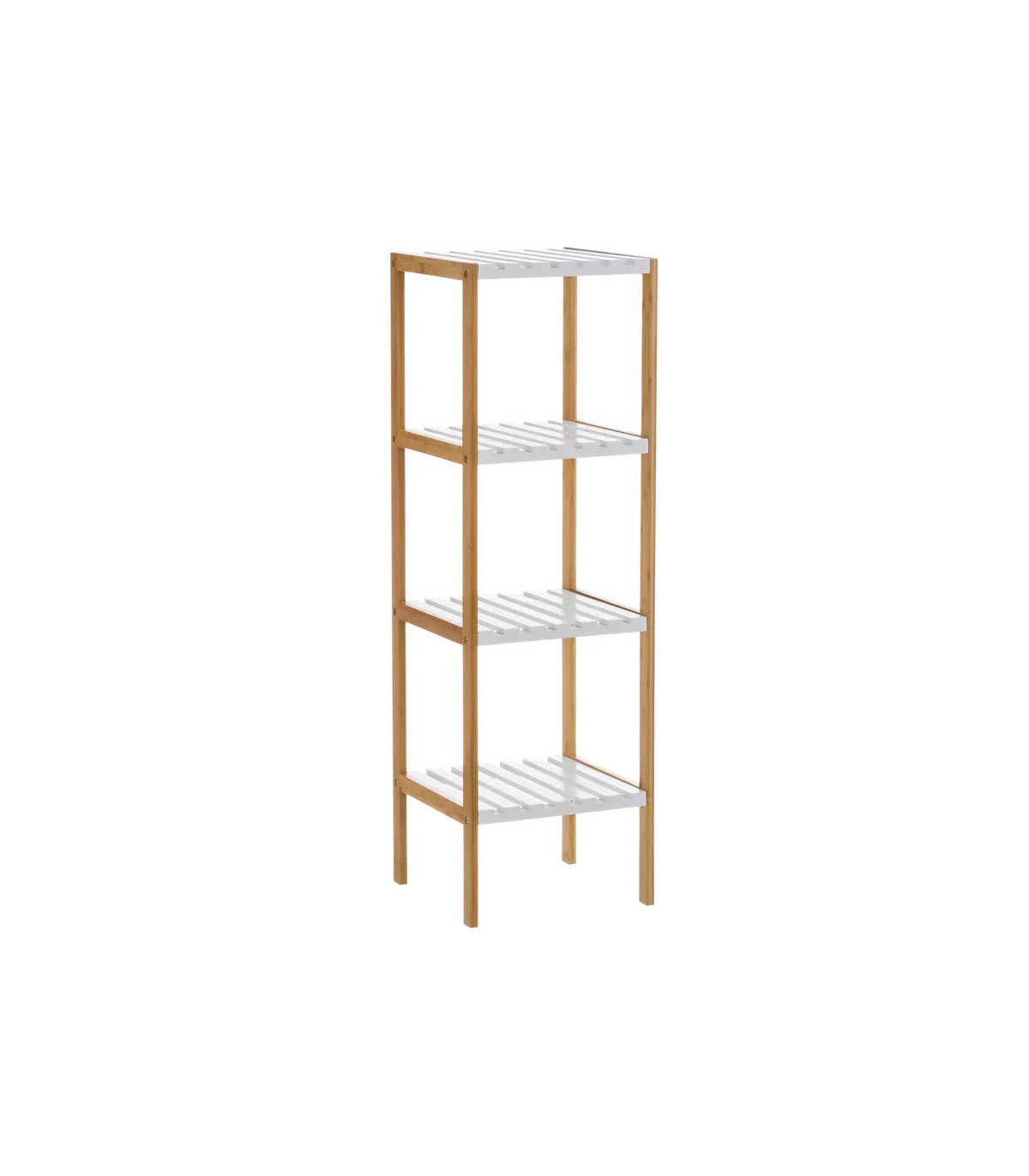 wadiga Étagère salle de bain bambou blanc 4 étages - 34x33x110cm