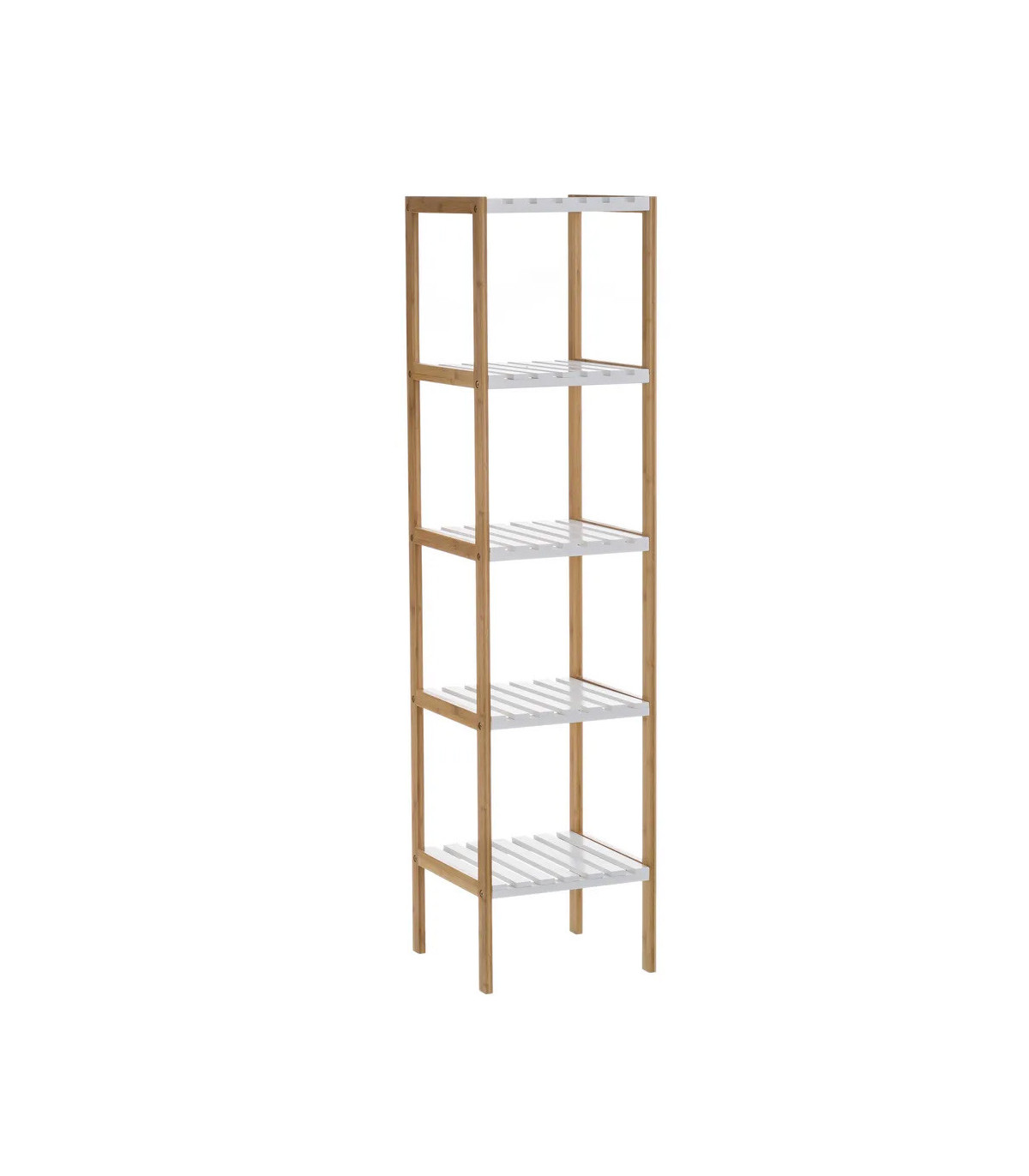 wadiga Étagère salle de bain bambou blanc 5 étages - 34x33x140cm