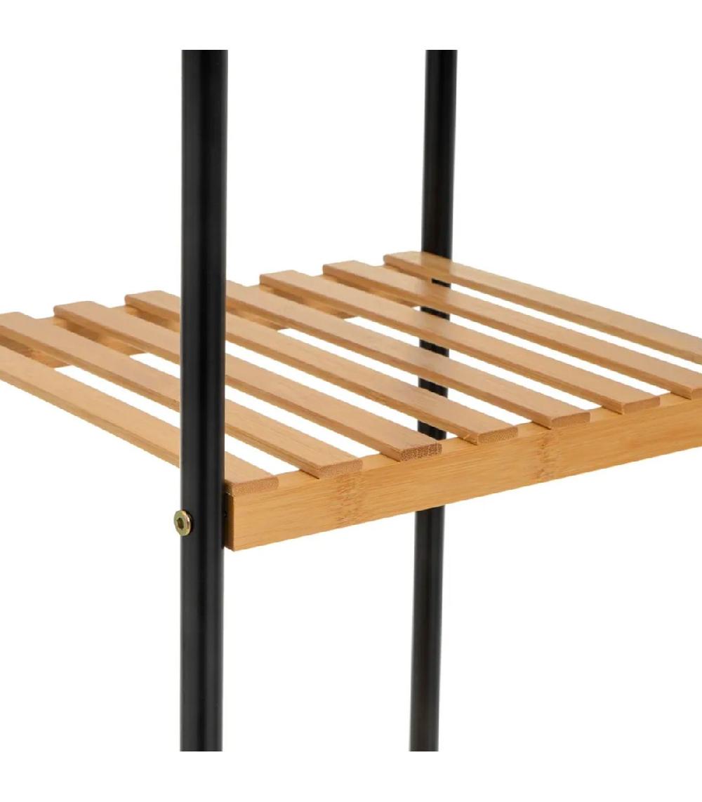 Wadiga Étagère Salle De Bain Bambou Et Métal Noir 30x26x75cm