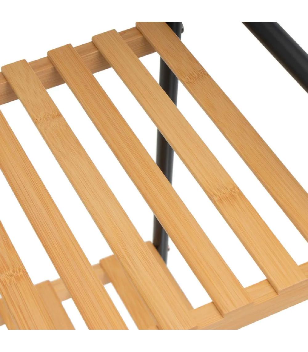 Wadiga Étagère Salle De Bain Bambou Et Métal Noir 30x26x75cm