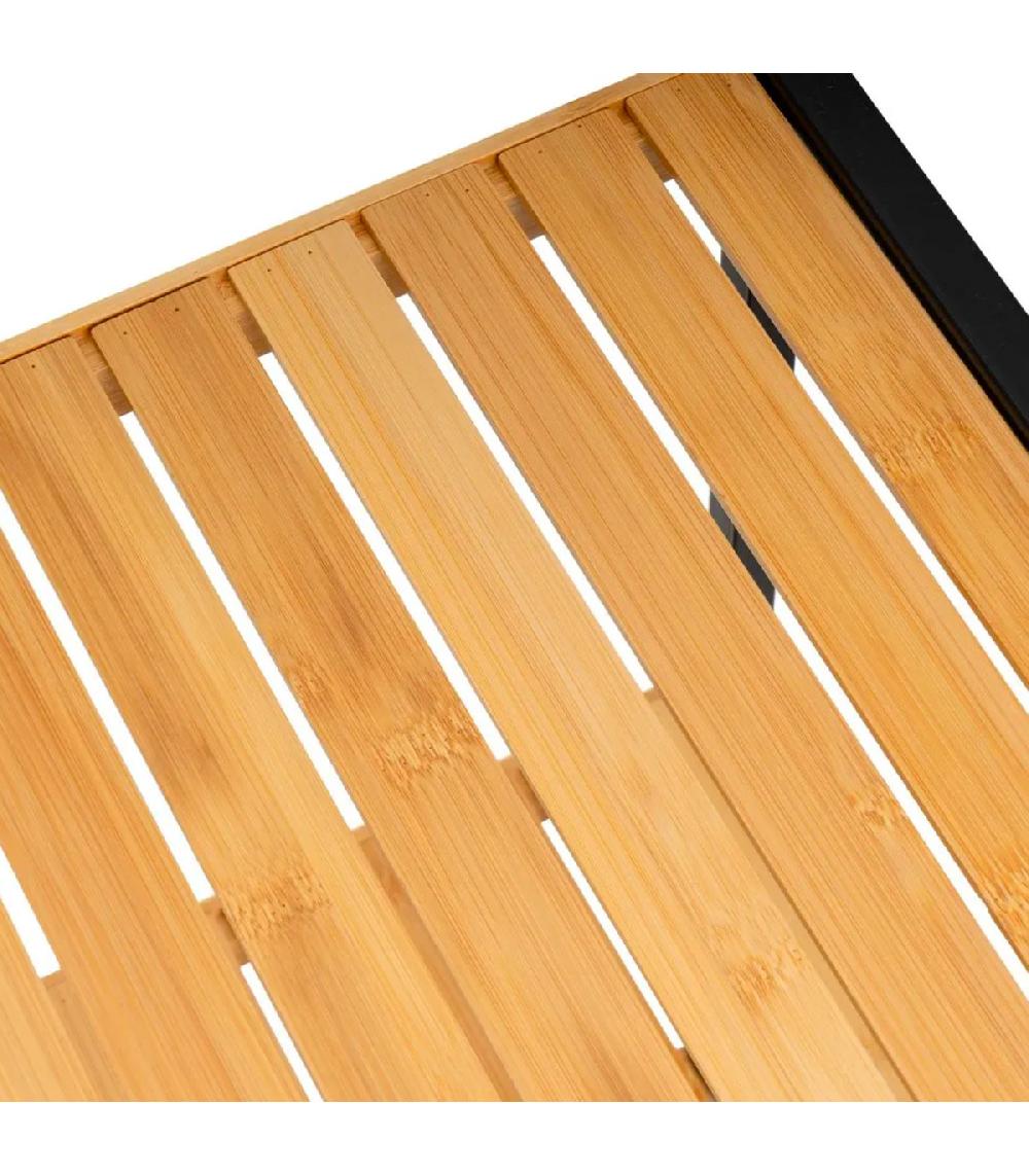 Wadiga Étagère Salle De Bain Bambou Et Métal Noir 30x30x70cm