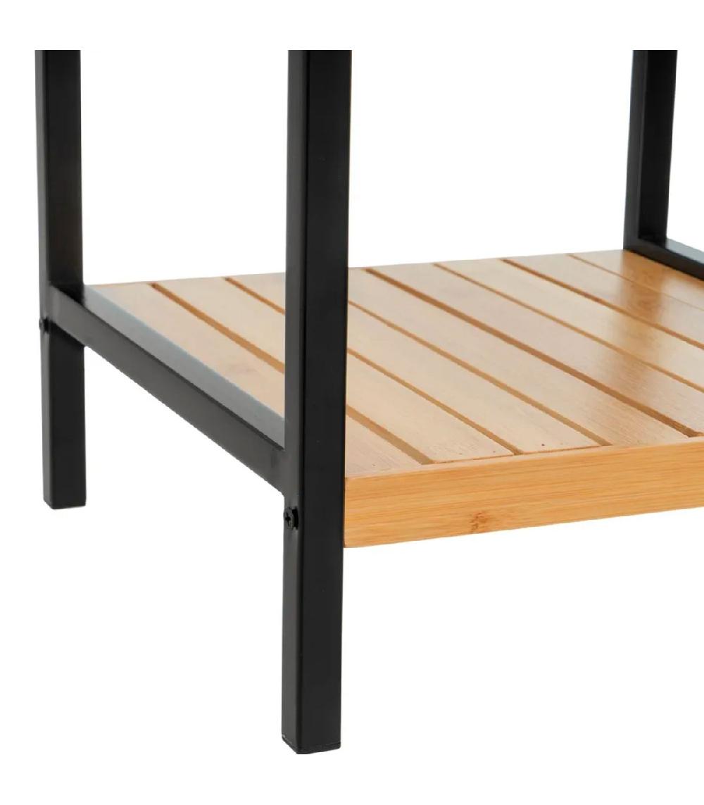 Wadiga Étagère Salle De Bain Bambou Et Métal Noir 30x30x70cm