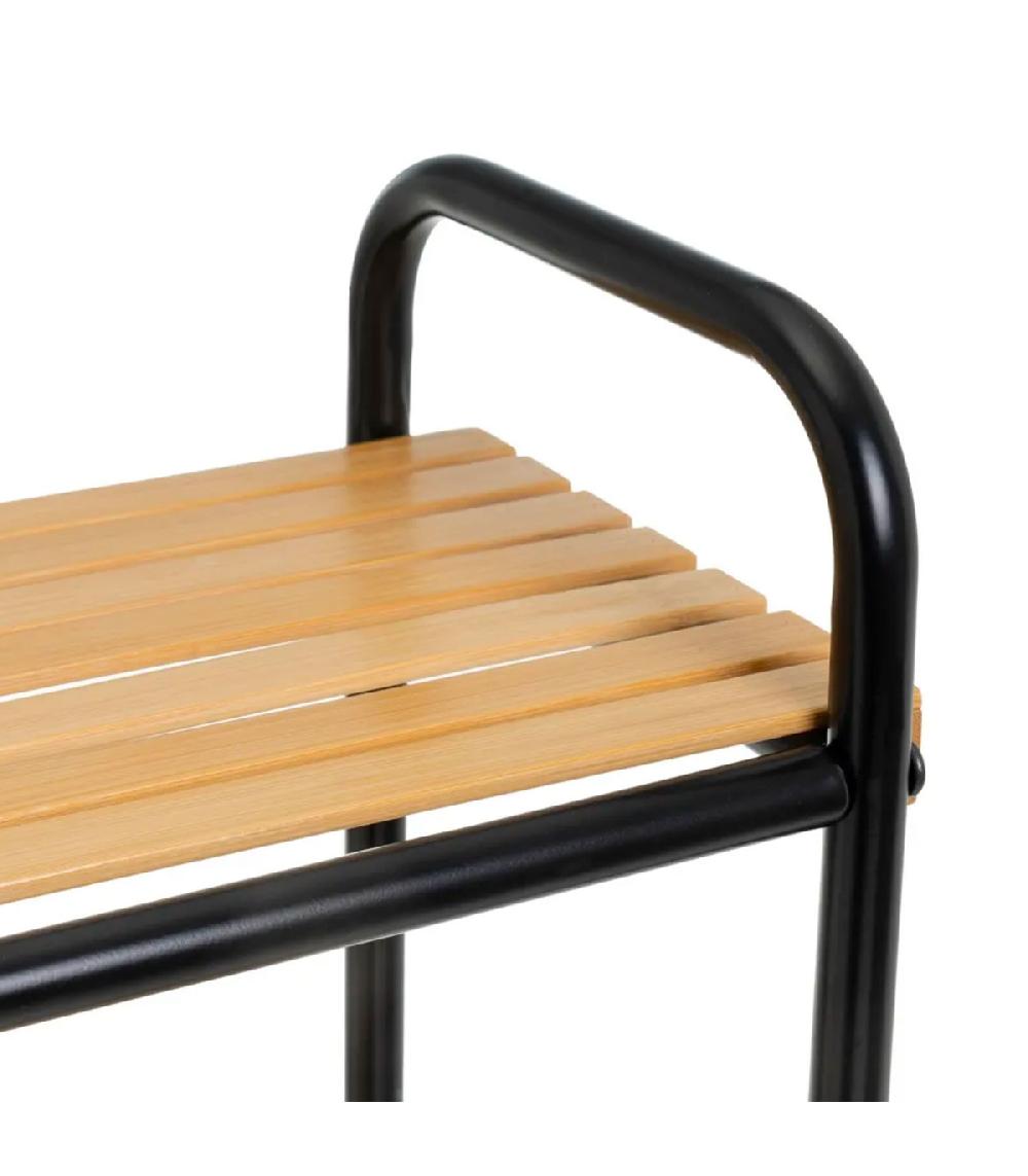 Wadiga Étagère Salle De Bain Bambou Et Métal Noir 41x21x77cm