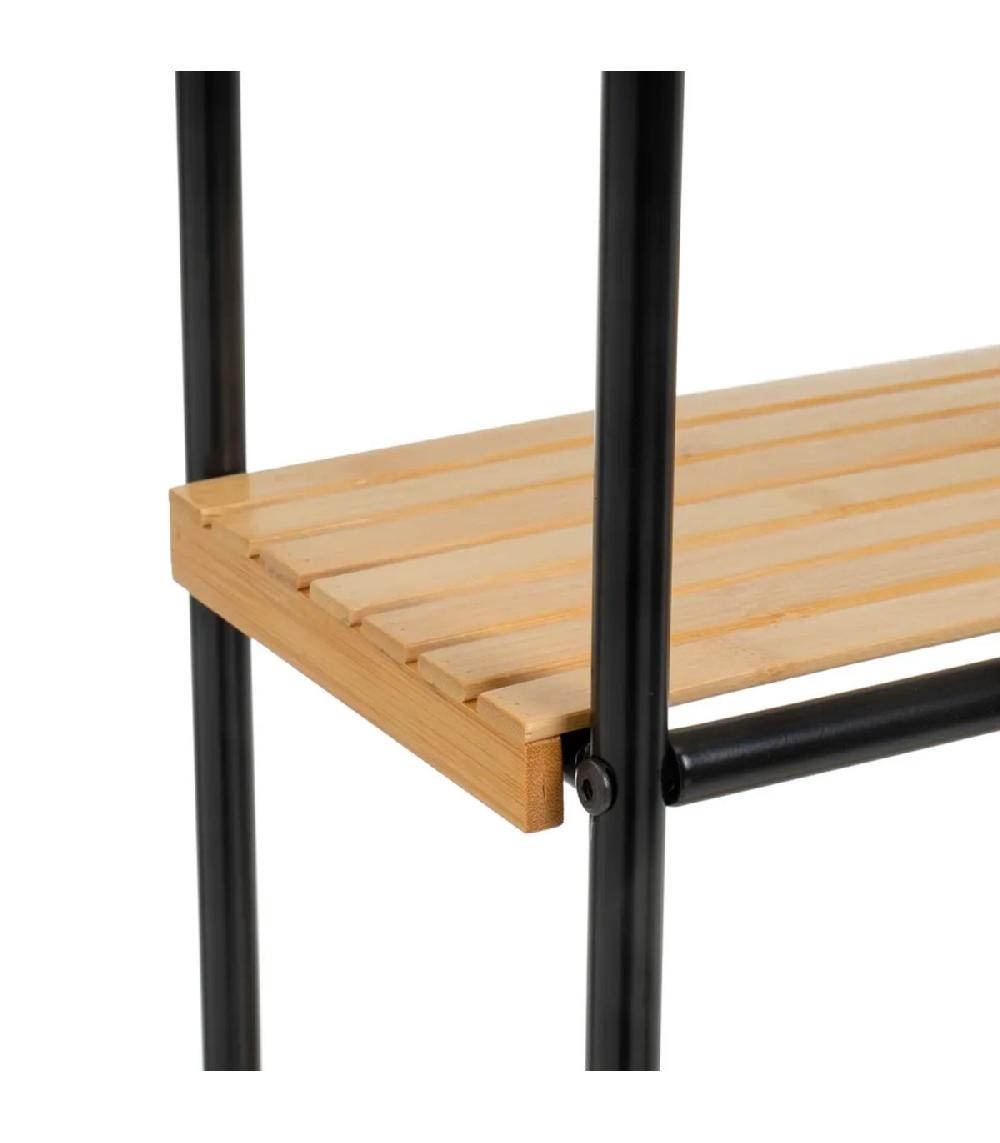 Wadiga Étagère Salle De Bain Bambou Et Métal Noir 41x21x77cm