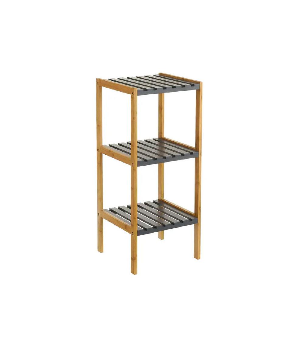 wadiga Étagère salle de bain bambou gris 3 étages 34x33x80cm