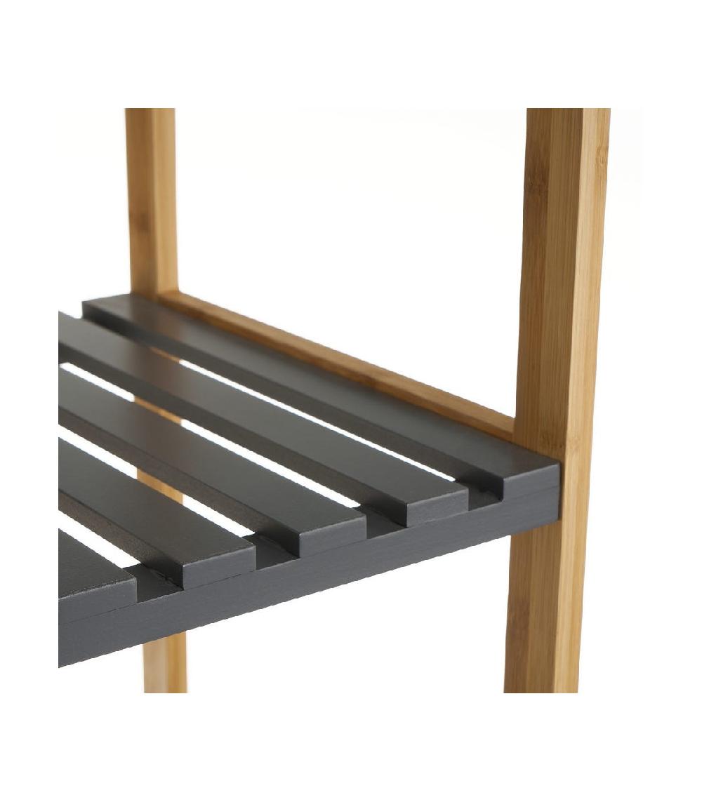 Wadiga Étagère Salle De Bain Bambou Gris 4 étages - 34x33x110cm