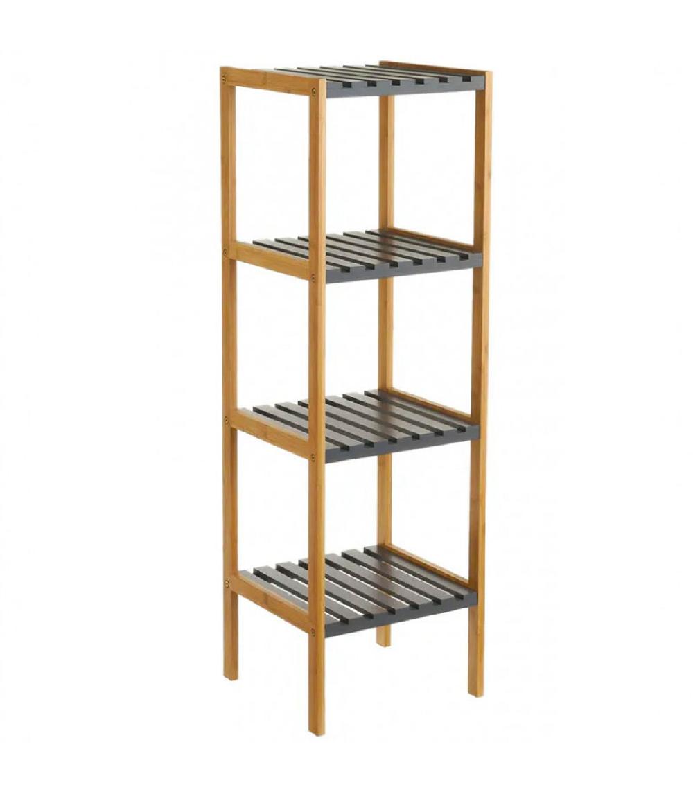 wadiga Étagère salle de bain bambou gris 4 étages - 34x33x110cm