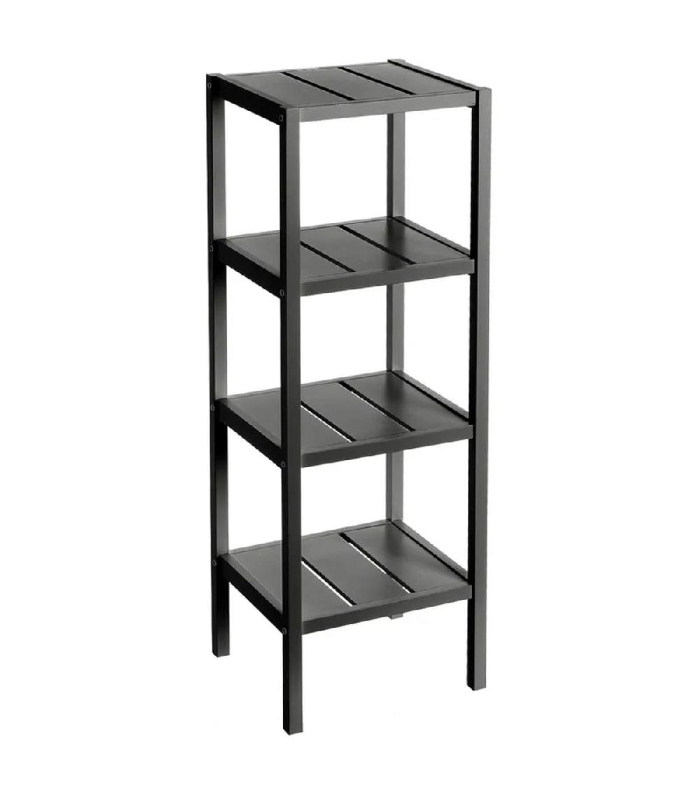 wadiga Étagère Salle de Bain Bois Noir MDF 4 Plateaux