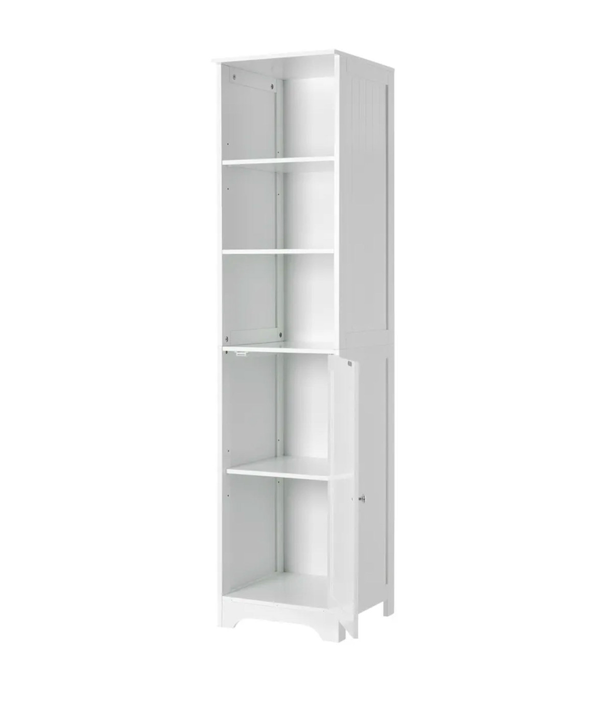 Wadiga Étagère Salle De Bain Colonne Bois Blanc Avec 1 Placard 40x38x160cm