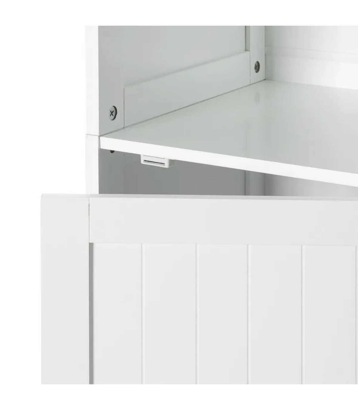 Wadiga Étagère Salle De Bain Colonne Bois Blanc Avec 1 Placard 40x38x160cm