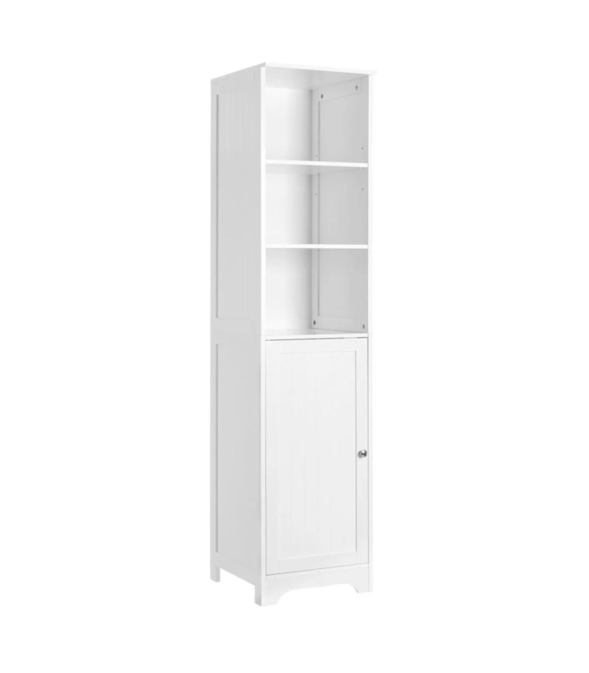 wadiga Étagère salle de bain colonne bois blanc avec 1 placard 40x38x160cm