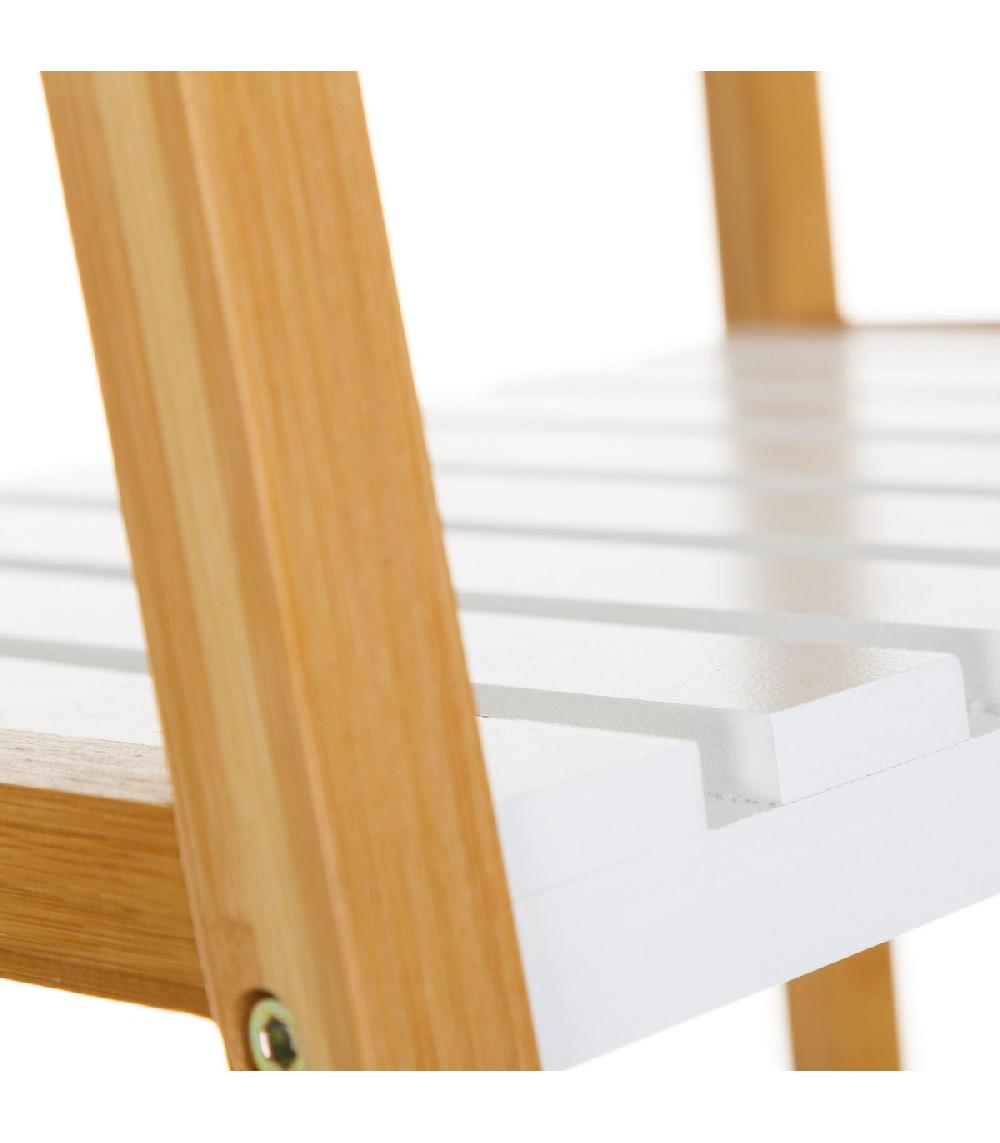 Wadiga Étagère Salle De Bain Inclinée Bambou Blanc 4 étages 35x35x138cm