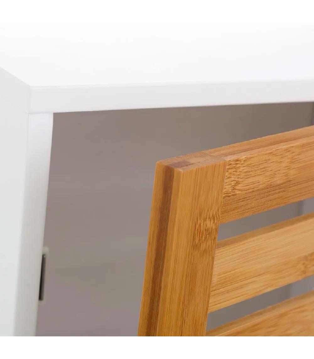 Wadiga Étagère Salle De Bain Murale En Bois Blanc Et Bambou 30x18.5x53cm