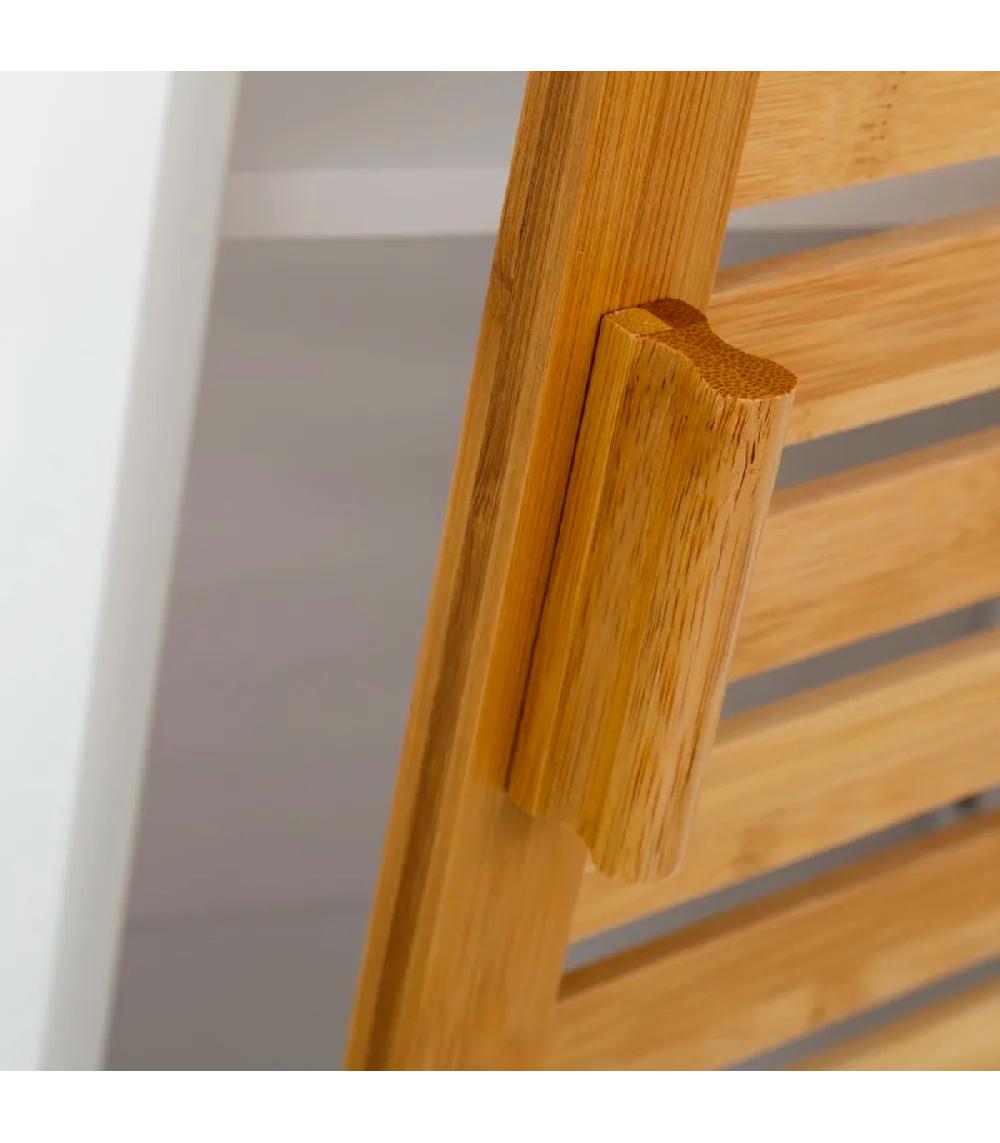 Wadiga Étagère Salle De Bain Murale En Bois Blanc Et Bambou 30x18.5x53cm