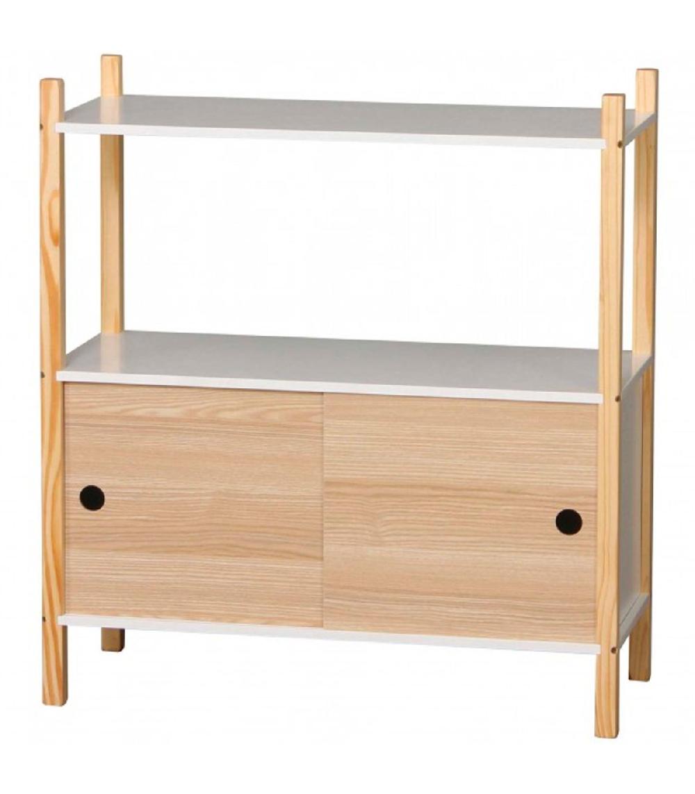 wadiga Étagère sur Pied Bois et Blanc Chambre Enfant