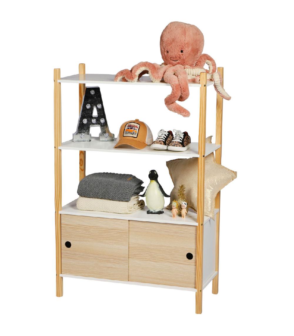 Wadiga Étagère Sur Pied Chambre Enfant Bois Et Blanc 70x30x106cm