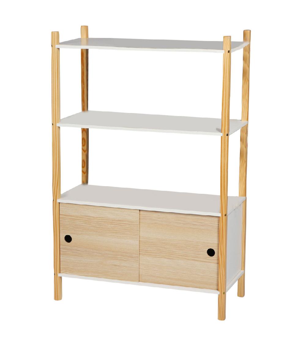 wadiga Étagère sur pied chambre enfant bois et blanc 70x30x106cm