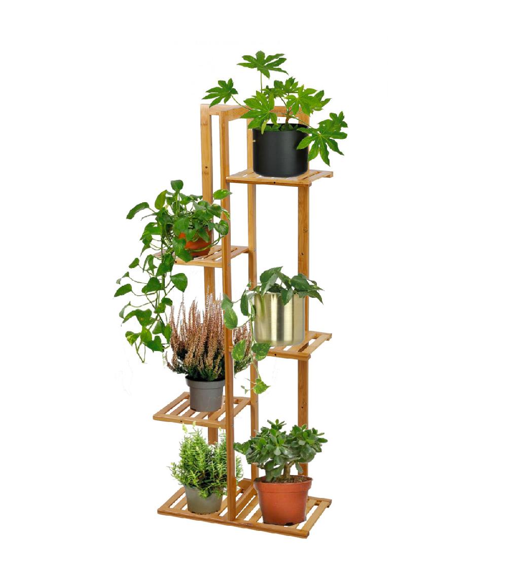 Wadiga Étagères Porte Plantes En Bambou 5 Niveaux 40x21x80cm