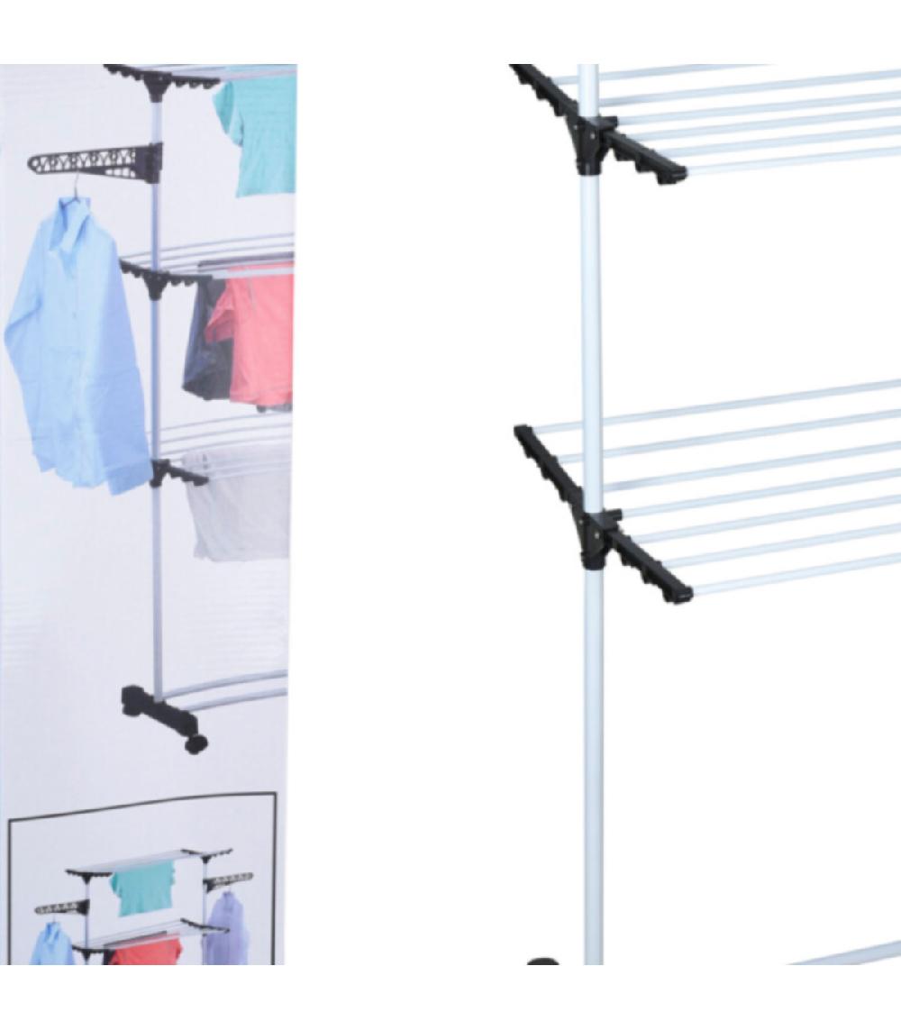 Wadiga Étendoir à Linge Pliable Sur Roulettes - 80x57x165cm
