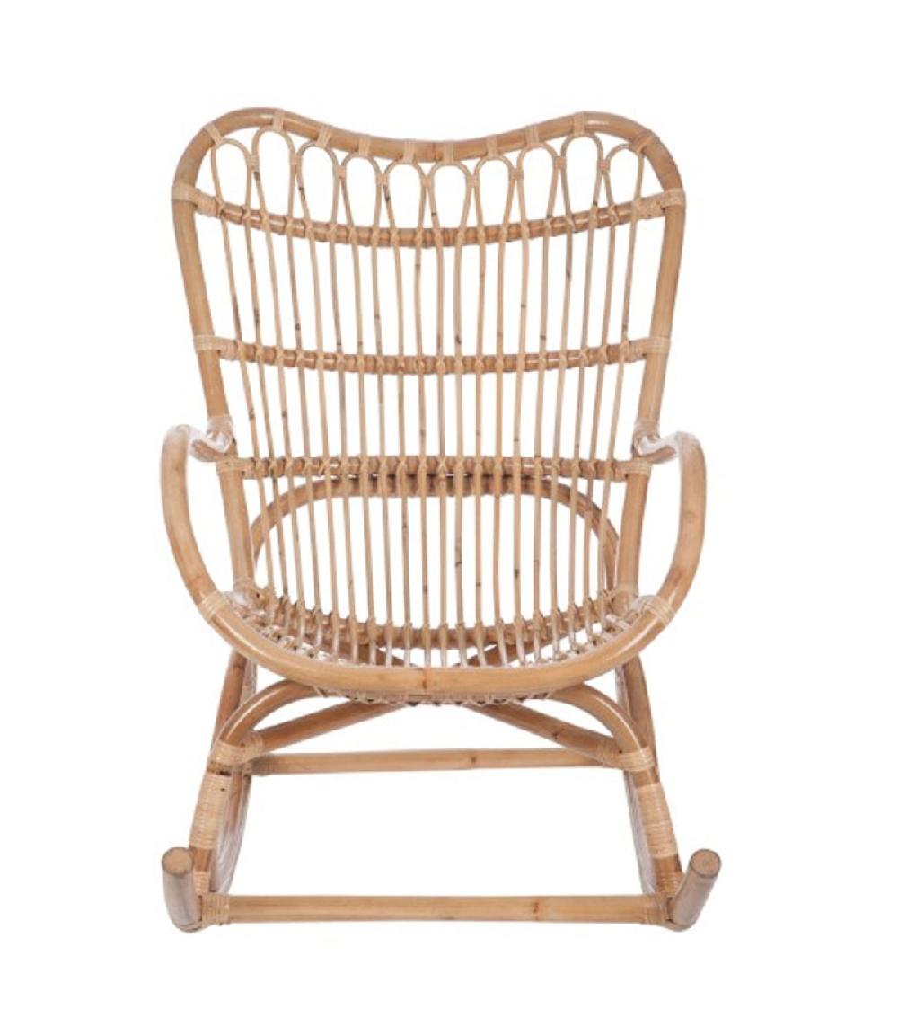 Wadiga Fauteuil à Bascule Rocking Chair En Rotin Naturel