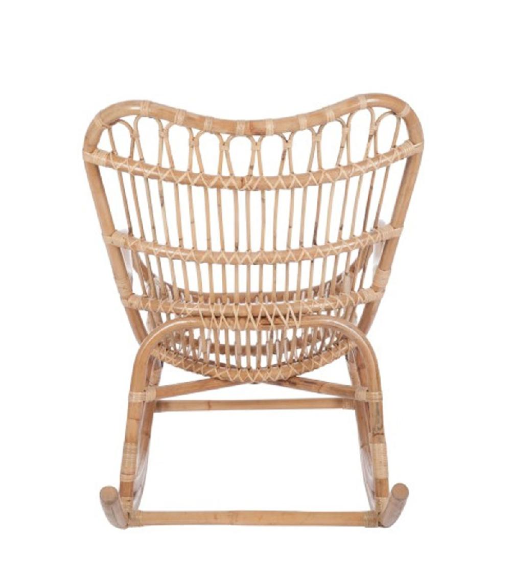 Wadiga Fauteuil à Bascule Rocking Chair En Rotin Naturel