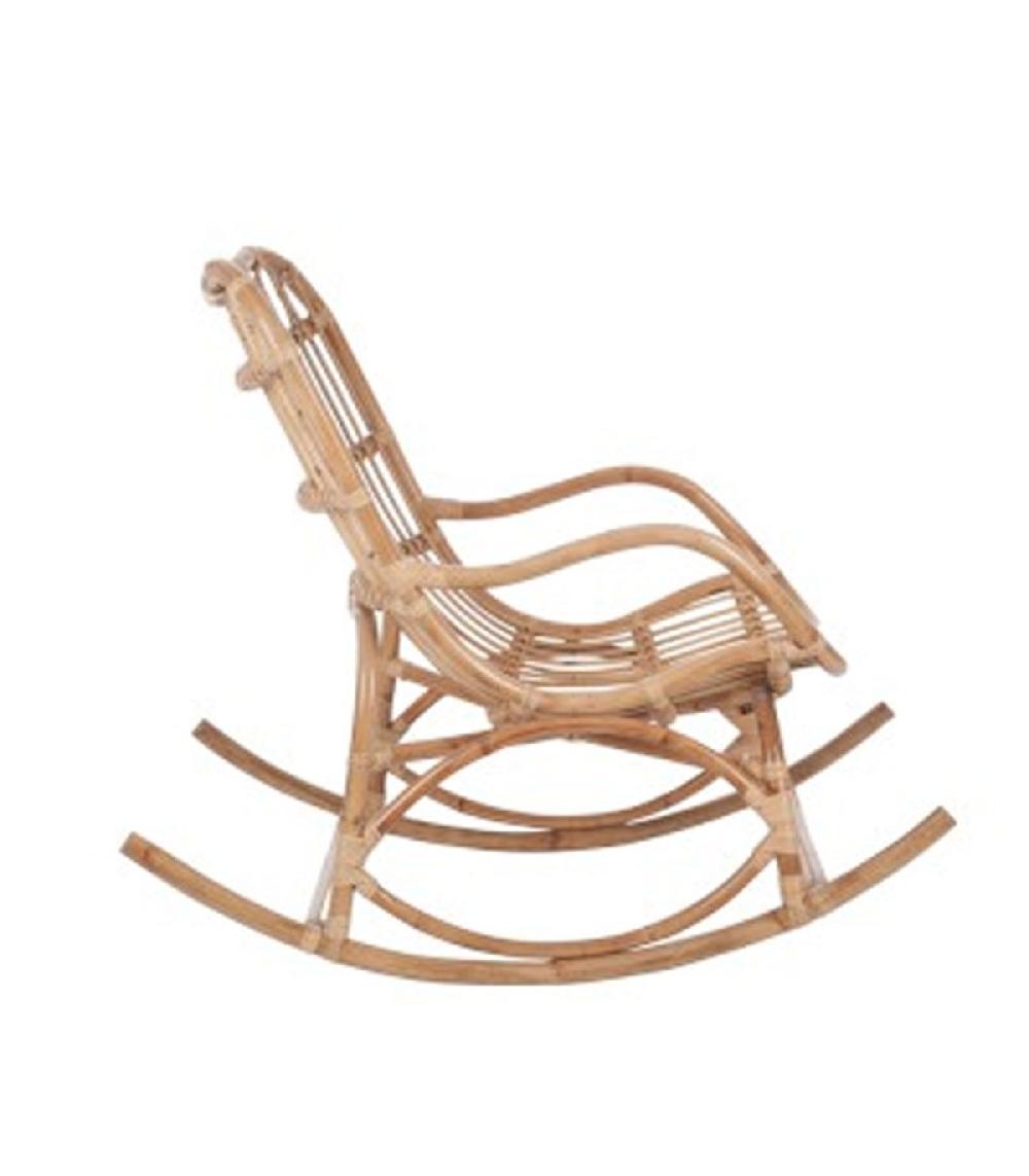 Wadiga Fauteuil à Bascule Rocking Chair En Rotin Naturel