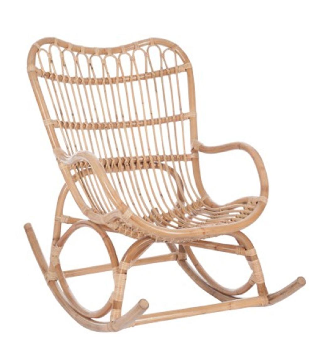 wadiga Fauteuil à Bascule Rocking Chair en Rotin Naturel