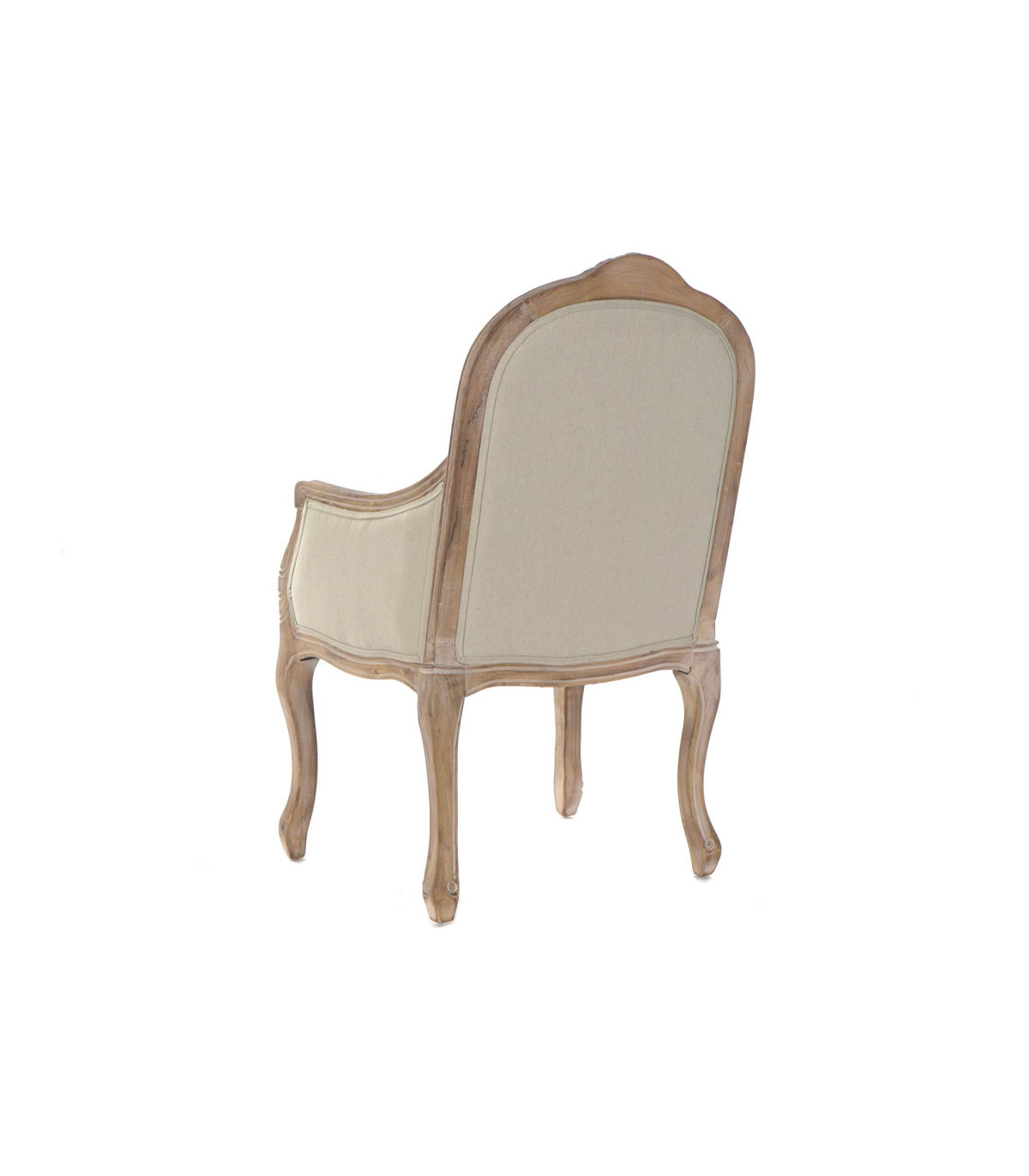 Wadiga Fauteuil Capitonné Classique Bois Et Lin Beige - 63.5x50x102cm
