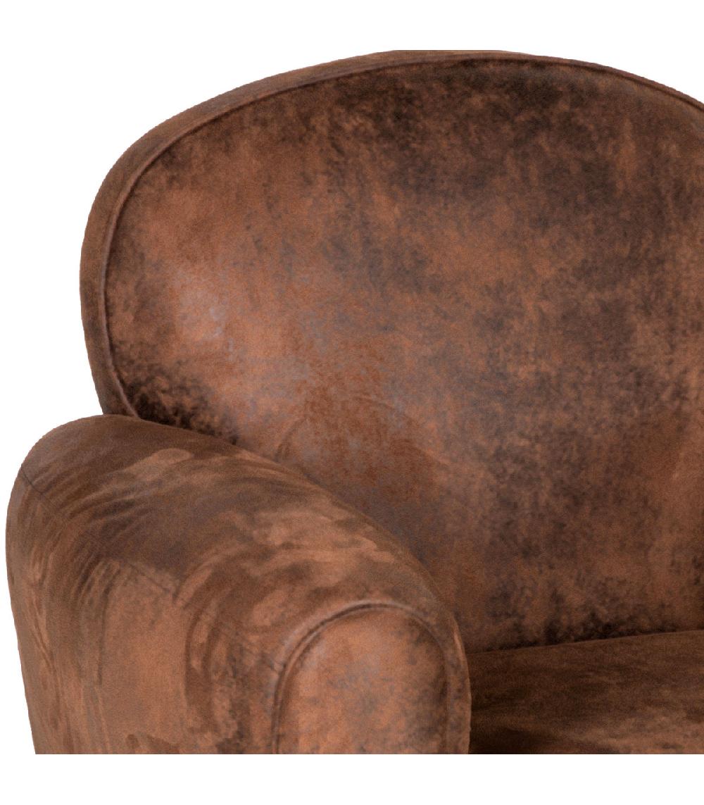 Wadiga Fauteuil Club Aspect Cuir Vieilli Marron 86x81x79cm