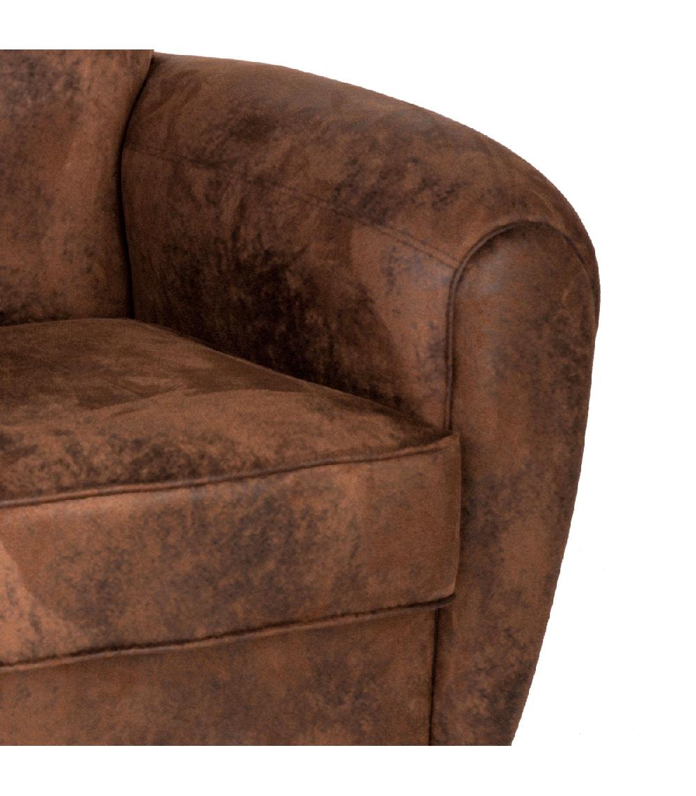 Wadiga Fauteuil Club Aspect Cuir Vieilli Marron 86x81x79cm