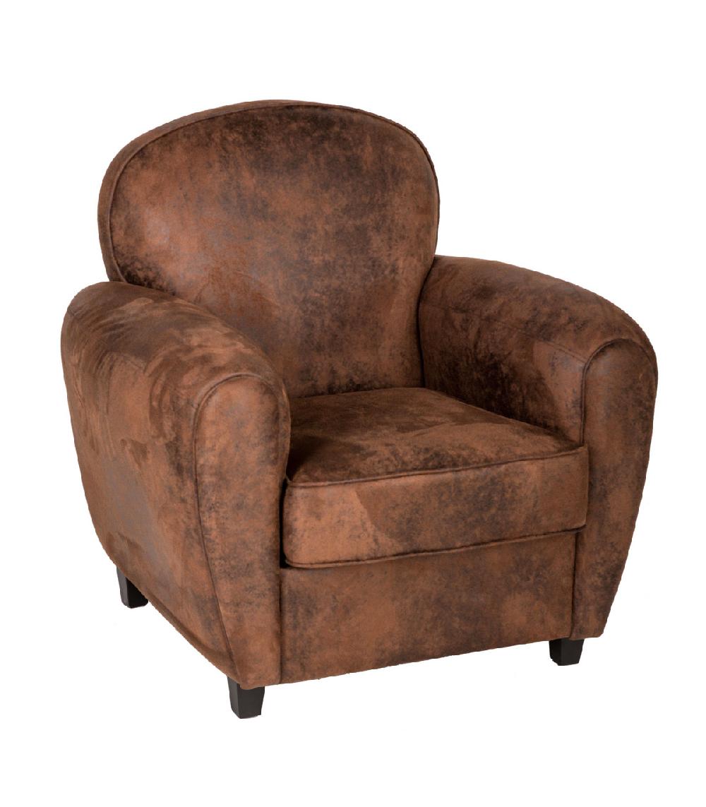 wadiga Fauteuil club aspect cuir vieilli marron 86x81x79cm