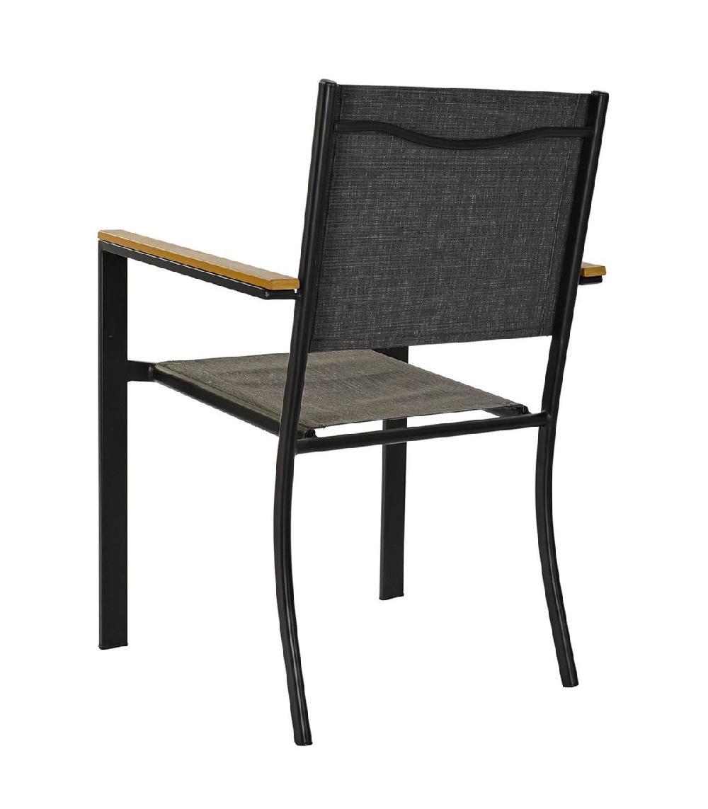 Wadiga Fauteuil De Jardin Empilable Acier Textilène Et Bois 55x55x84.5cm