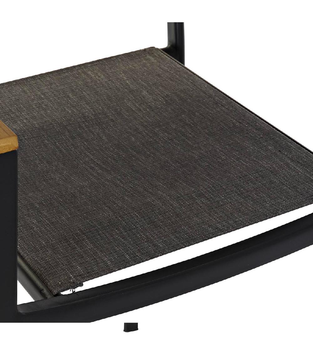 Wadiga Fauteuil De Jardin Empilable Acier Textilène Et Bois 55x55x84.5cm