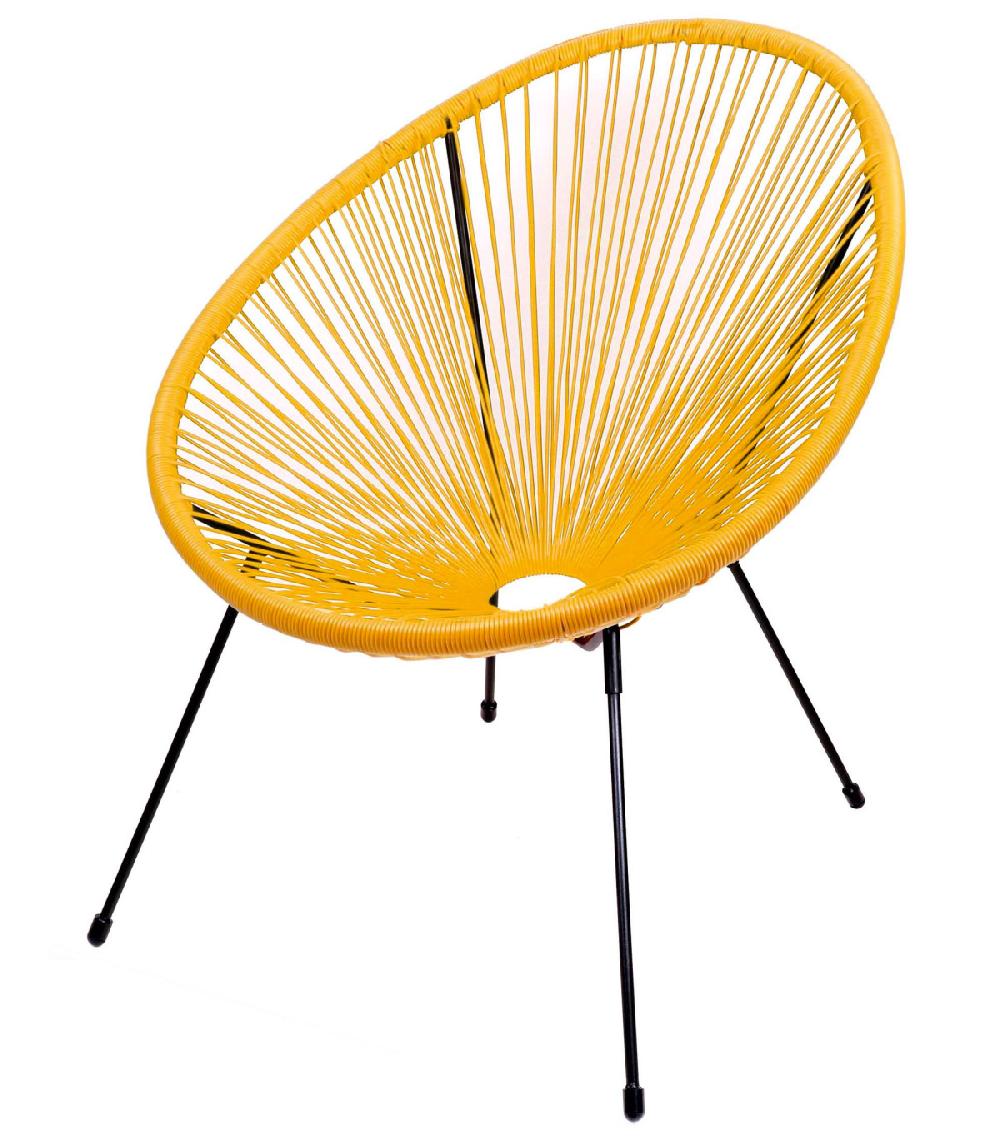 wadiga Fauteuil de jardin en résine jaune Strings -56x72x88cm