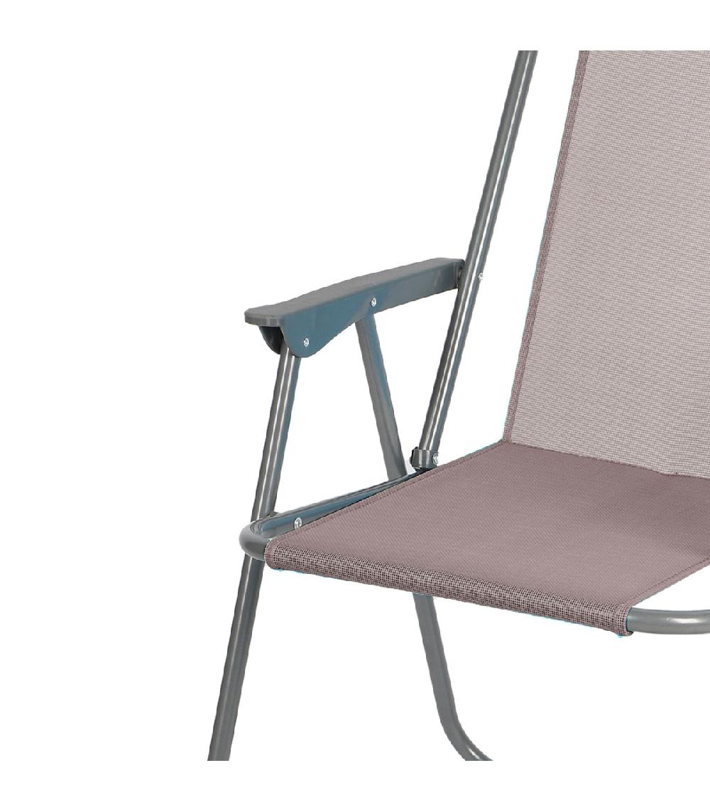 Wadiga Fauteuil De Jardin Pliable En Métal Et Textilène Taupe 53x55x75cm