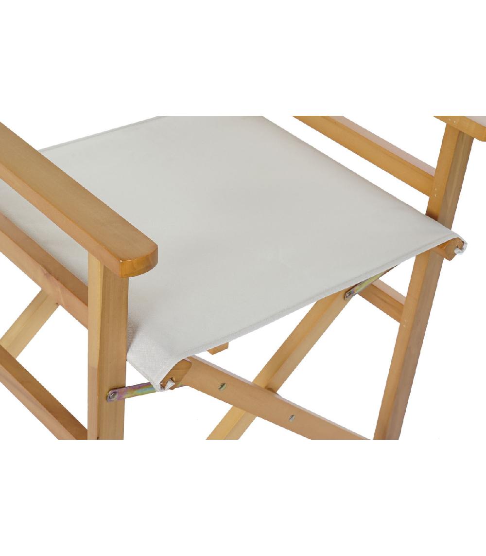 Wadiga Fauteuil De Jardin Pliant En Bois Et Tissu Beige - 56x48x87cm