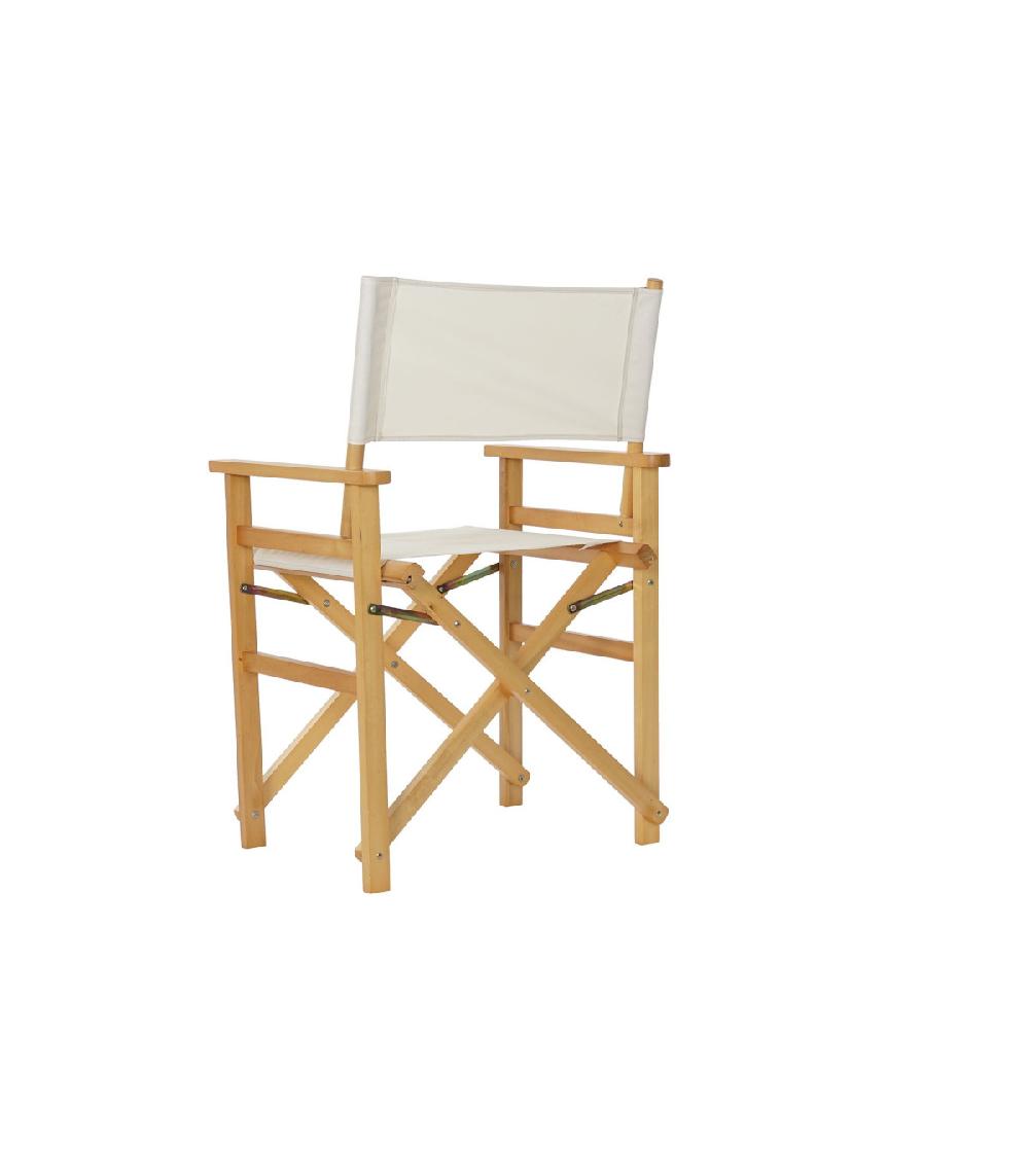 Wadiga Fauteuil De Jardin Pliant En Bois Et Tissu Beige - 56x48x87cm