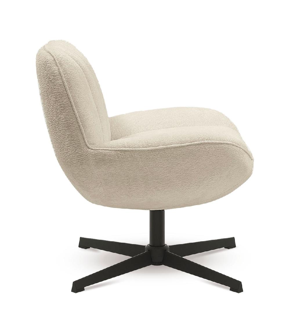 Wadiga Fauteuil Design Tissu Chenille écru Pivotant 75x73x77cm