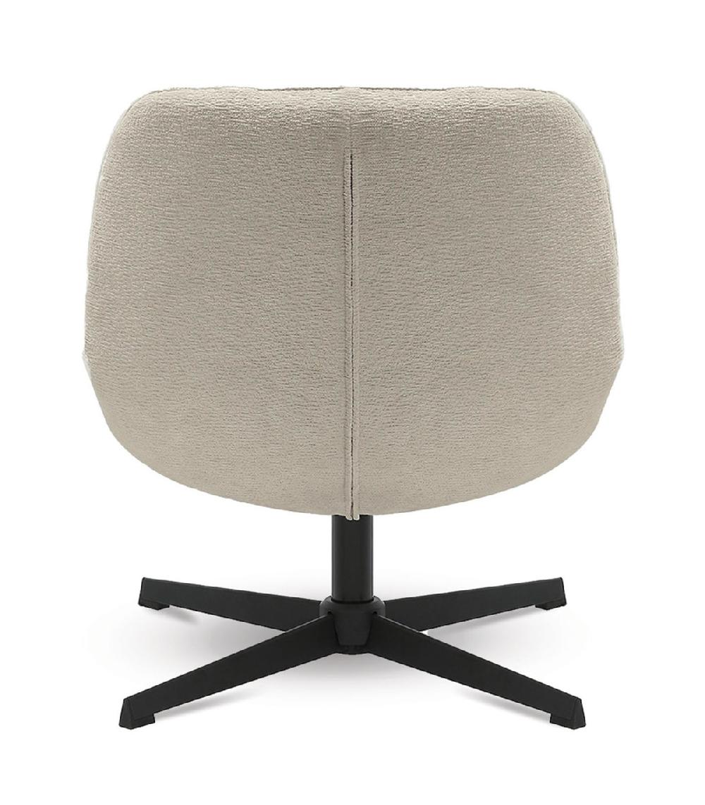Wadiga Fauteuil Design Tissu Chenille écru Pivotant 75x73x77cm