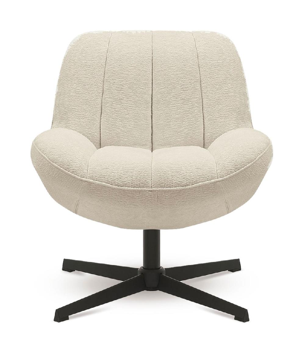 wadiga Fauteuil design tissu chenille écru pivotant 75x73x77cm