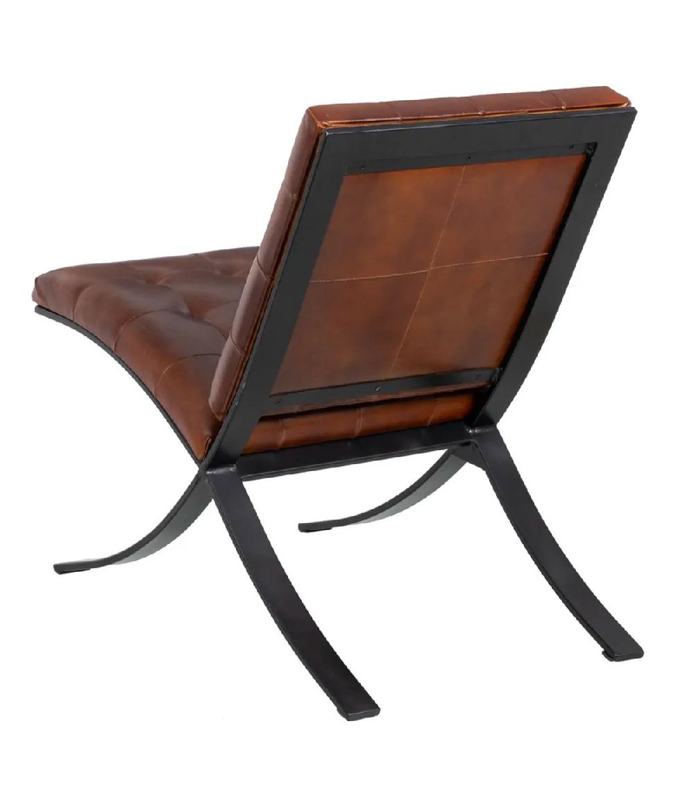 Wadiga Fauteuil En Cuir Marron Et Métal Noir 48x81x76cm