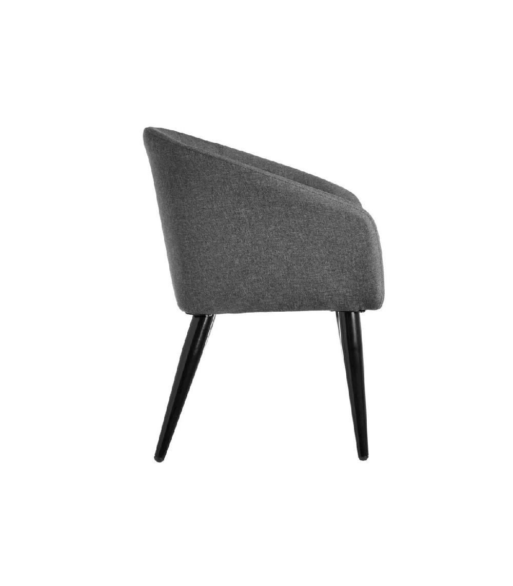 Wadiga Fauteuil Gris Foncé Et Pieds Métal Noir - 60x58x77cm