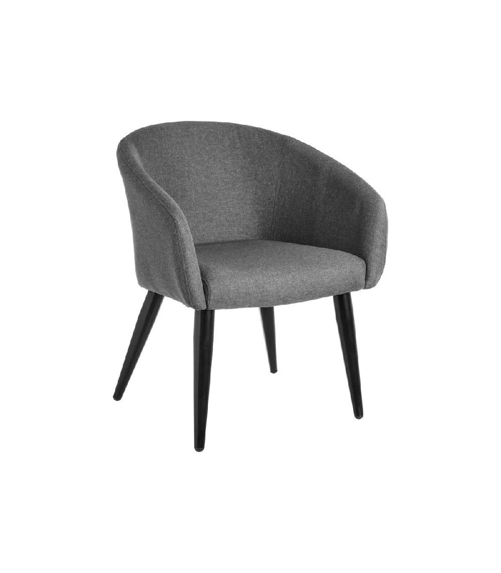 wadiga Fauteuil gris foncé et pieds métal noir - 60x58x77cm