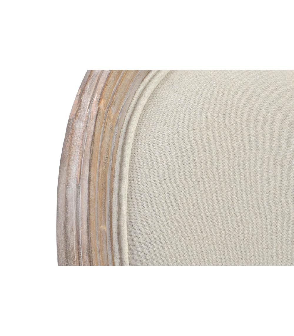 Wadiga Fauteuil Médaillon Classique Bois Et Tissu Beige