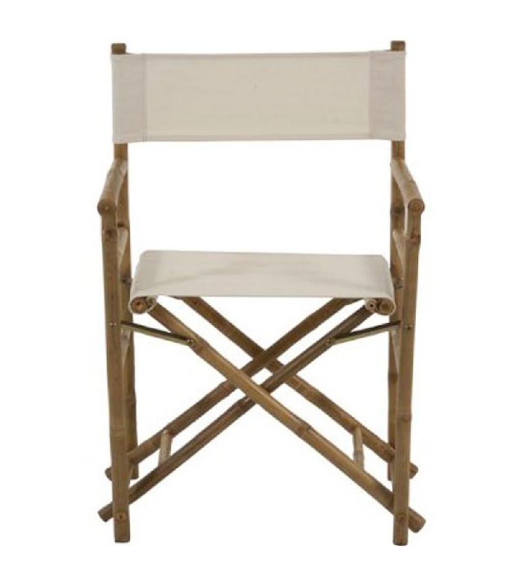 Wadiga Fauteuil Metteur En Scène De Jardin Pliant En Bambou Et Tissu Blanc